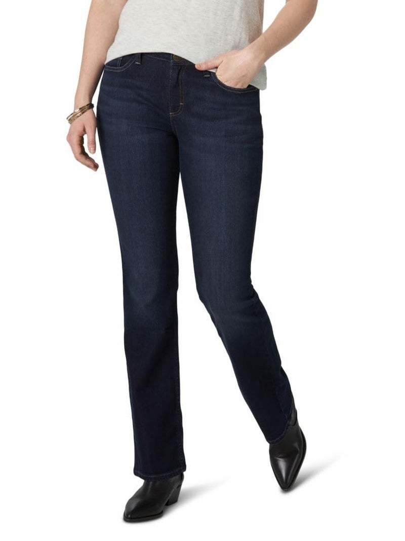 Lee Women's Legendary Mid Rise Bootcut Jean Blackout 8 Short - Image 1
